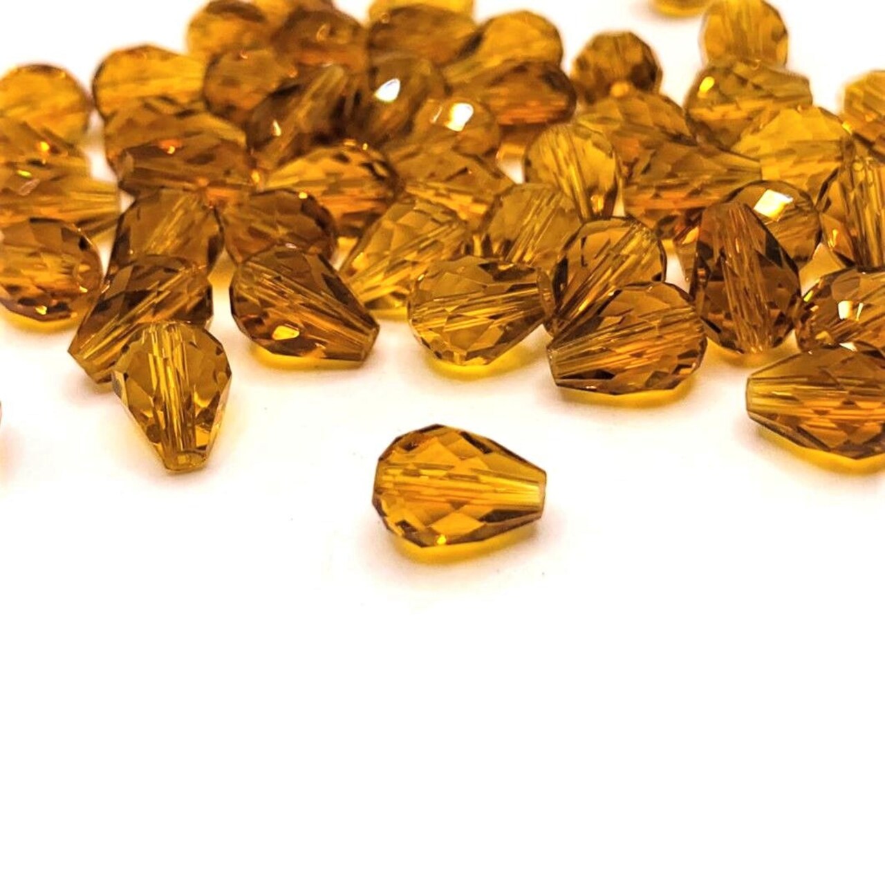 4, 20 or 50 Pieces: 6x8 mm Teardrop Yellow Topaz Imitation Crystal November Birthstone Beads